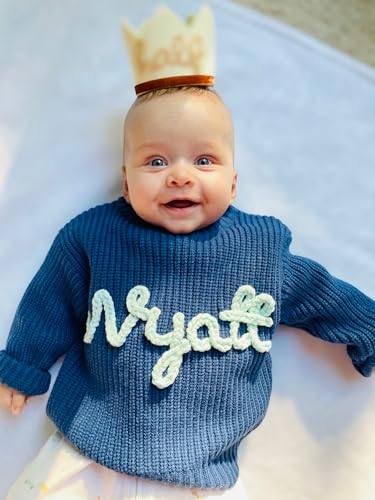 UrbanNEST Custom Baby Name Sweater, Personalized Hand Embroidered Name Baby Sweater, Unique Baby Sweater, Custom Name Baby Boy Baby Girl Toddler Gift for Birthday, Medium2