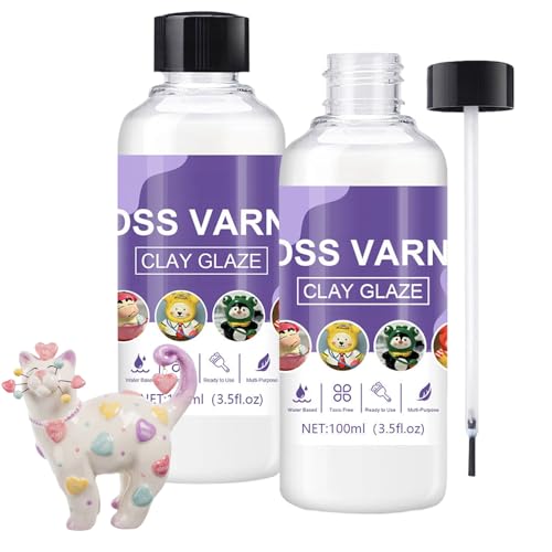 Vernis Argile Autodurcissante,100ML 2pc Vernis Peinture Acrylique,Peinture Argile Autodurcissante EmpêCher,Gloss Vernis Argile,Vernis à L'argile Séché à...