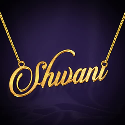 Image of Shivani Cursive Gold & Silver Name Pendant Necklace, Best Jewelry Gift for Girls.