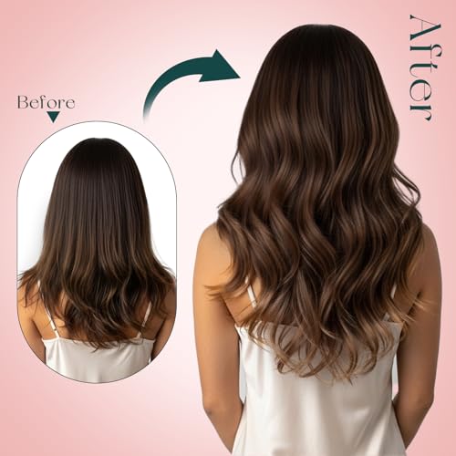 Image of Easyouth Clip in Human Hair Extensions Brown Straight Hair Extensions Clip ins Darkest Brown Clips in Hair Extension Real Human Hair Ease of Use 14 Inch 7Pcs 85G