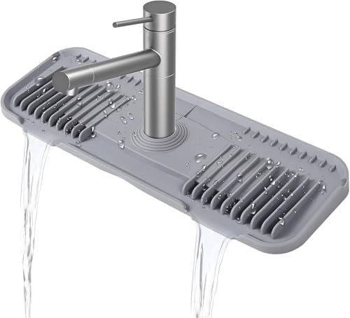 Silicone Faucet Mat Silicone Faucet Drip Catcher with Cuttable Ci...