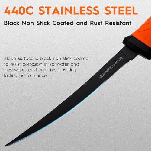 BasicGear Fishing Fillet Knife Set of 4, 5-7-8-9 in, 440C Steel Super Sharp - image 5