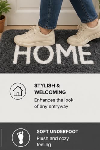 Image of Set of 2 Micro Anti Skid Bath Mat for Home Kitchen, Office, Water Absorbent Machine Washable and Quick Dry Luxury Mats for Bathroom, Kitchen, Entrance. (Grey Home)