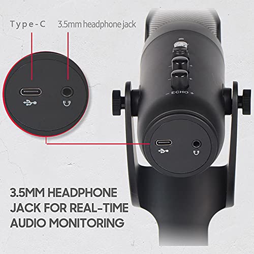 Microfone condensador USB Microfone RGB de mesa com suporte para computador PC Plug & Play Microfone