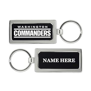 Rico Industries NFL Football Washington Commanders 3.75″ x 1.25″ Personalized Two Sided Metal Keychain – Custom with your Name – Great Every Day Accessory Item for Fan
