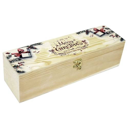 1er Weinkiste aus Holz mit Bügelverschluss und Aufdruck Merry...