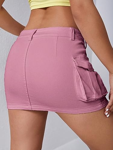 Women's Low Rise Bodycon Mini Cargo Denim Skirt with Pocket2