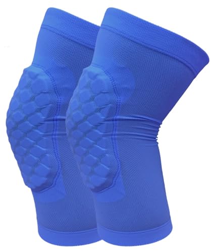 Basketball Knee Pads for Kids Volleyball Knee Pads Honeycomb Basketball Sleeves Baseball Sleeves Youth Boys & Girls Knee Savers for Catchers Youth Wrestling Soccer Football Volleyball Roller Skating (Blue Large)