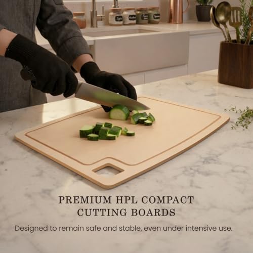 Image of Chopping Board, HPL Cutting Board with Built-in Groove, Anti-Bacterial & Water Resistant, Scratch Resistant for Kitchen Use, 26 x 38 cm