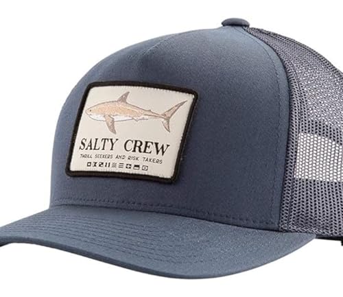 Image of Salty Crew Shark Logo Retro Trucker Hat - Unisex Adjustable Baseball Hat for Adults - Premium Cotton