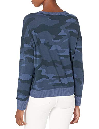 Splendid Women's Crewneck Long Sleeve Pullover Sweater Sweatshirt, Navy Camo, Large #TOP1
