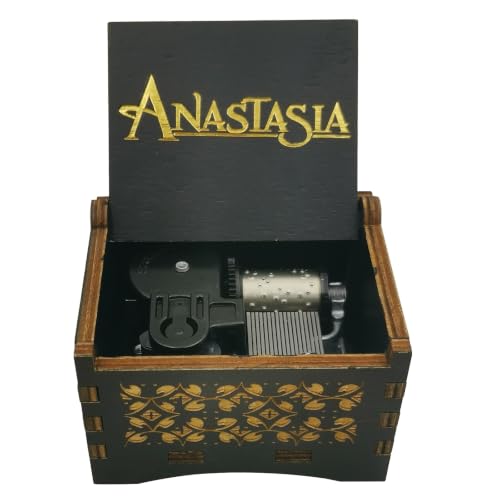 EPOXY SEA Anastasiaes Once Upon with a December Windup Music Box Gold Stamping Black Musical Box Gift for Boyfriends Christmas (62-EJ1 Windup)