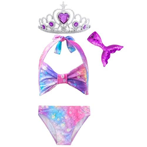 Image of Girls Bathing Suit 3PCS Cute Ruffle Tankini Swimsuits with Skirt Kids Beach Swimwear 3-12Y