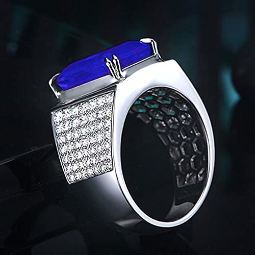 Htayekog Anel masculino de pedra de safira azul, anel de pedra de safira, anel feito à mão turco, an
