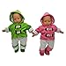 The Queen's Treasures 15 Inch Baby Doll Clothes, Set of Two Complete Overall Outfits Pink & Green Jackets, Overalls, Shirt, Bootie Shoes, Compatible with American Girls' Bitty Baby Twins