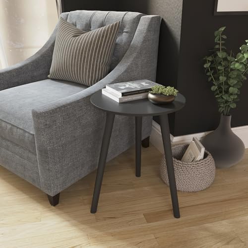 Vida Designs Mesa Auxiliar Redonda, pequeña Mesa Auxiliar para salón, Dormitorio, Espacios pequeños, fácil Montaje, 51 x 40 x 40 cm, Color Negro