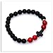 Xusamss Fashion 8MM Matte Agate Beads Bracelet Cross Elastic Bracelet(Two Red Turquoise_Onyx)
