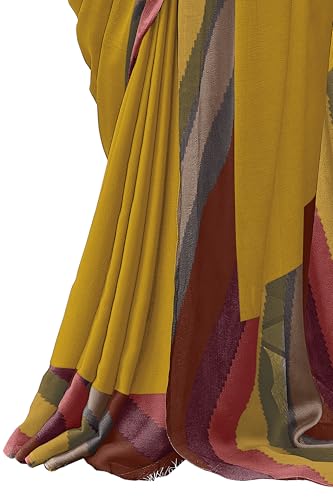 Image of MIRCHI FASHION Women Saree Chiffon Chintz Motif | Breathable Lightweight Border Pallu Printed Sari for Office and Daily Use (Available in 15 designs)