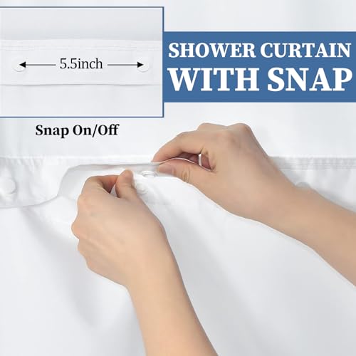 Ttincceer Marble No Hooks Shower Curtain with Snap-in Liner Blue Marble Texture Hook-less Shower Curtains Double Layers Bathroom Decorative with See Through Mesh Top Window Curtain 71x74inch - Image 4