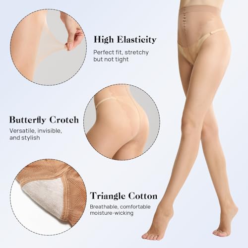 MANZI 3 Pairs Women's Toeless Pantyhose Ultra Thin Sheer Tights 10D Nylons Open Toe Pantyhose4