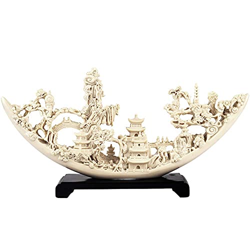 OwKay Statuen für die Inneneinrichtung, Boot-Relief-Skulptur-Ornamente, kreatives Zuhause, eröffnetes Geschenk, Büro, Einweihungsdekoration, Gelb, Happy House