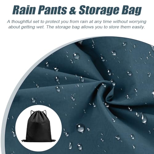 BSBUY Leichte Regenhose Kinder Matschhose Regenlatzhose mit Aufbewahrungstasche Ohne Träger mit Reflektorstreifen Regenbundhose Wasserdicht Winddicht Atmungsaktiv Rain Pants Matschanzug (Schwarz,152)