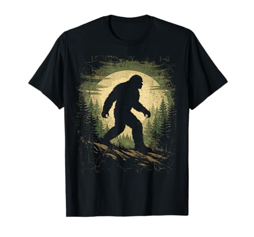 Bigfoot Sasquatch Vintage Forest Cryptid Believer Moon Men T-Shirt