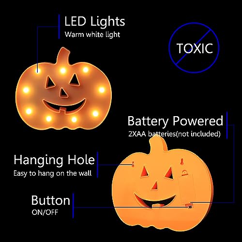 Vicila Pumpkin Marquee Sign Halloween Lights, Orange Led Night Lights Table & Wall Lamp For Bedroom, Kids' Room, Nursery Room thumb #5
