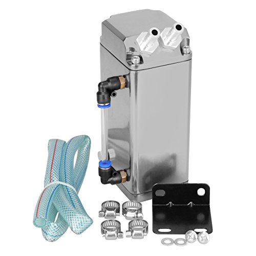 Ambienceo Silver aluminium universel D1 voiture carrés Racing usiné dans la masse moteur huile récupérateur d‘huile peut reniflard de réservoir Cover