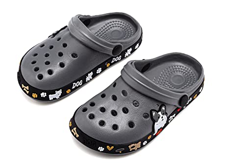 Xpkws Kids Clogs Boys Girls Garden Shoes Unisex-Child Cartoon Slide Sandals With Pivoting Heel Straps (Grey, 13 Little Kid / 31) #TOP4