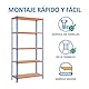 SimonRack Schwerlastregal, Lagerregal, 200x100x40 cm, Metallregal, Kellerregal, Biegestelle 150 kg, 5 Holzfachböden, Blau/Orange/Holz - Maderclick