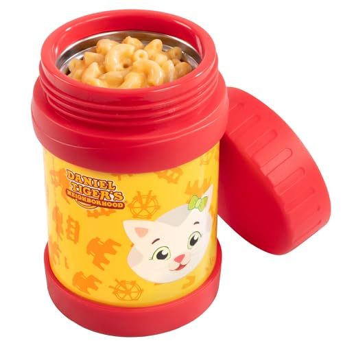 Daniel Tiger's Neighborhood Stainless Steel 13 oz Food Jar for Kids, Red -Double Wall Insulated, Leak-Proof thermos Jar Keeps Liquids & Food Hot or Cold for Hours-Fits Inside All Lunch Boxes & Bags