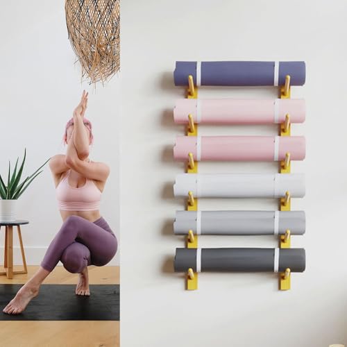 Rangement mural tapis de yoga support rouleau de massage fitness