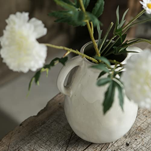 Tanvecle HANDLE VASE EAR White Ceramic Vase With 2 Handles, Modern Farmhouse Vase For Home Decor, Rustic Terracotta Vase, Decorative Pottery Flower Vase, Clay Samll Vase thumb #4
