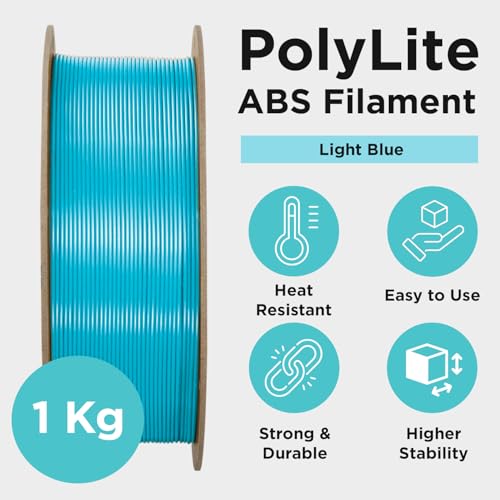 Image of Polymaker ABS Filament 1.75mm Light Blue, 1kg 3D Printing Filament, PolyLite ABS 3D Printer Filament, Heat Resistant, Strong & Durable, Dimensional Accuracy + /- 0.03mm