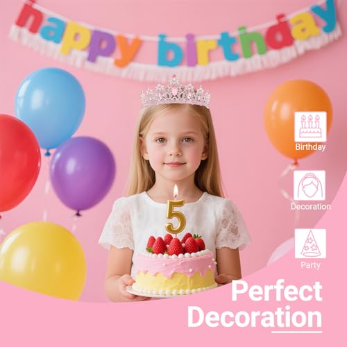 Birthday Tiara and Crown with Sash, Birthday Tiara for Women Party (Pink)