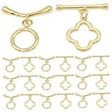 20 cierres de palanca para fabricación de joyas, cierres de joyería recubiertos de oro de 18 quilates, 2 estilos, de pulsera para collar y pulsera