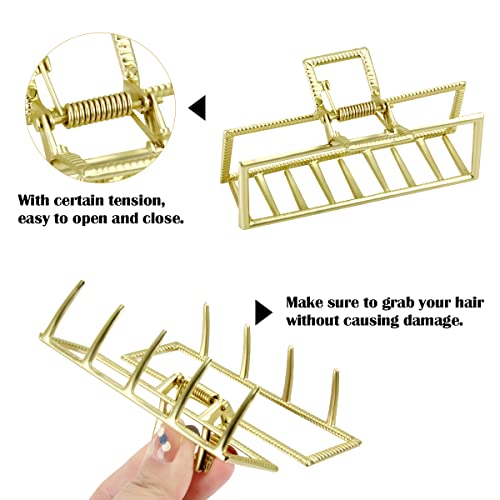 Belicoo 4 Pack Large Hair Claw Clips, Gold Claw Hair Clips For Women Thick Hair, Non-Slip Hair Catch Metal Hair Clips Hair Accessories For Women And Girls (Golden) #TOP1