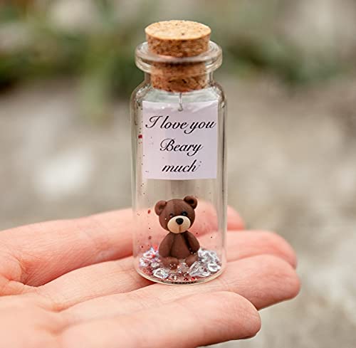 Kseniya Revta Cute Girlfriend And Boyfriend Gifts - Personalized Anniversary Present For Her Him - Custom Photo Birthday Gift Bottle (Brown Bear - I Love You Beary Much, Gift Bottle) #TOP1