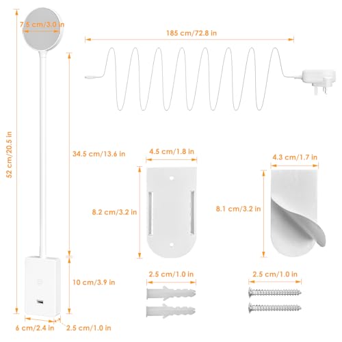 ENUOTEK LED Wall Reading Light for Bedroom with Remote Control, Wall Mount Flexible Bedside Lamp with 5V2A USB Output Port, Stepless Dimmable, 3X Lighting Colors, Timer Auto Off - Cosy Home Interiors ENUOTEK LED Wall Reading Light for Bedroom with Remote Control, Wall Mount Flexible Bedside Lamp with 5V2A USB Output Port, Stepless Dimmable, 3X Lighting Colors, Timer Auto Off - Image 7