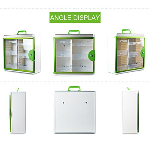 Glosen Locking Medicine Cabinet Wall Mounted And Portable Storage Container Big Capacity Green 15.62 X 6.5 X 15.43 Inch #TOP4