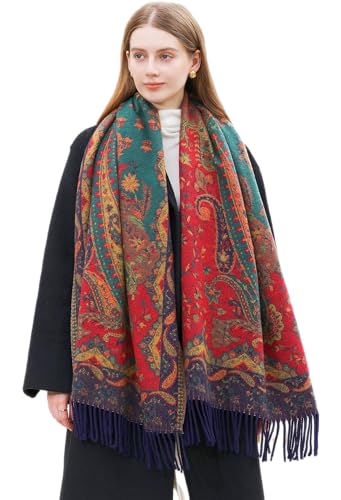 Wander Agio Warm Fashion Scarf Long Shawl Large Blanket Winter Wraps Scarves for Women Cashmere Jacquard Vintage Paisley