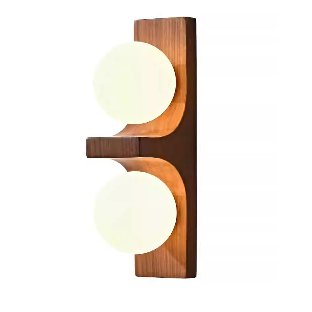 HUAYUSEDF 7.8in Wood Wall Sconce. Style 2-Light Light, Hard Wire Connection Interior Lamp, Hallway Dressing Table Bedside Decorative Lighting Fixtures