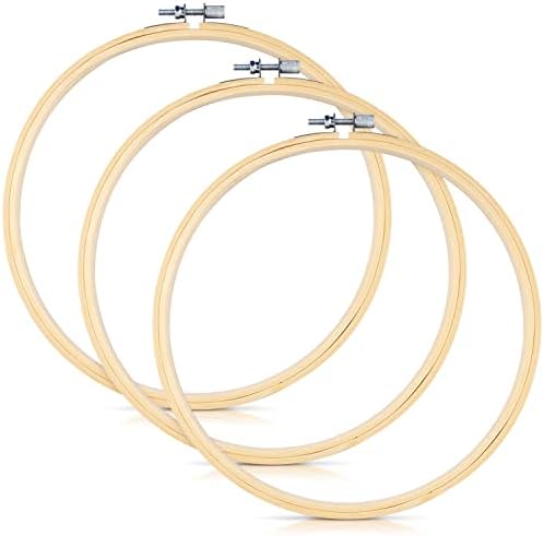3 Pieces Embroidery Hoops, 8 inch Bamboo Frame Circle Cross Stitc...