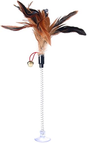 Miniatura 8 de Divertido gato pluma campana primavera ventosa elástico jugando juguete interactivo gato juguetes interactivos interior color aleatorio