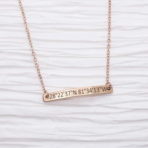 Personalized Coordinates Bar Bracelet Custom Engraved Dainty Jewelry for Her in Gold Rose Gold White Gold Ideal for Friendship Graduation Bridesmaid Gift For Mothers Bridesmaid & Anniversary2