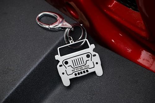 Image of Personalized Stainless Steel Keychain for Men | Custom Engraved Number Plate Key Ring | Metal Keychain for Car Lovers | Personalized Gift for Husband, Boyfriend & Auto Enthusiasts