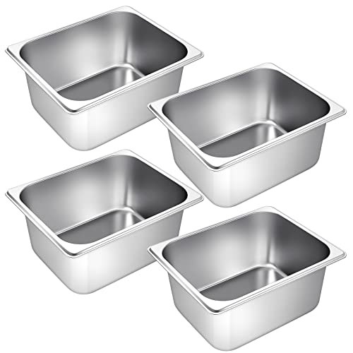 Zubebe ZUBEBE-STEAM TABLE-01 1/2 Half Size Steam Table Pans 6 Inch Deep Steam Pan Stainless Steel Restaurant Pan Metal Food Tray Commercial Food Pans cover