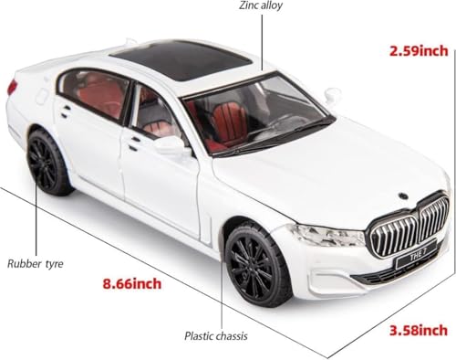 Image of 1:24 B-M-W XM Diecast Metal Pull Back Car with 6 Openable Doors with Sound and Light Toy Decoration car Best Gift Toys for Kids (1:24 B-M-W 760iL - White)