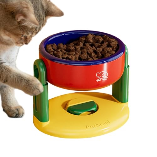 高架キャットフードボウル - カップペットリフティングボウル、頸部保護ウォーターボウル|アンチ嘔吐猫皿吸引カップ、調整可能な高さの小さな犬のペットのペット飼い、子犬、子犬